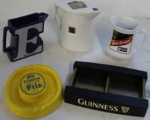 Breweriana, 3 water jugs and 2 ashtrays