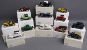 13 National Motor Museum mint cars - 1929 Ford Tudor Blue - 1934 Ford Deluxe Fordor - 1912 Ford