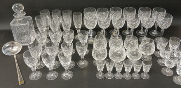 12 Bohemia crystal wine glasses & selection of similar drinking glasses, cut glass decanter and