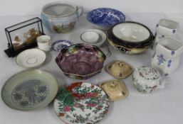 Selection of varied ceramics including Spode Italian bowl, Royal Winton bowl and chamber pot
