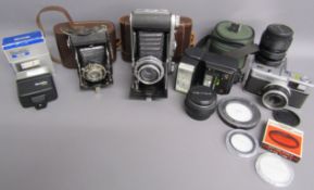 Cameras includes Epsilon Ensign Selfix 820 - Dehel Demaria-Lapiere anastigmat folding camera&