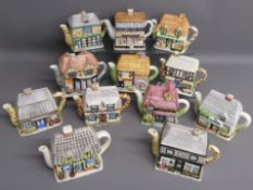 12 The Village teapots - Chemist - General Store - Village Tea Shop - The Florist - Village Bank -