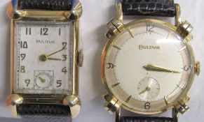 2 ladies gold plated Bulova wristwatches - appear to be keeping time