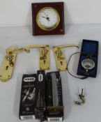 Brass door handles, 3 x invisible door closers, bar pressure measuring gauge, volt meter