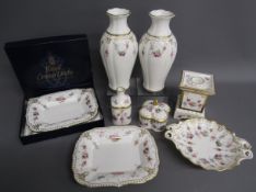 Royal Crown Derby 'Royal Antoinette' A1225 - candle column - duchess tray - lidded trinket pot - bud