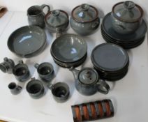 Selection of Jackpot pottery (Louth) including casserole dishes, plates, teapots, jugs, mugs, etc