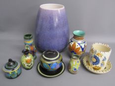Large vase with purple glaze, collection of Dutch Gouda pottery and Spanish pottery cup and saucer