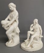 Mid 19th century Minton parian ware, Lalage figurine, classical maiden with flower garland around