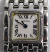 Cartier Panthere 2420 steel wristwatch with mother of pearl face - advised new battery recently