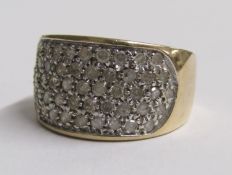 9ct gold pave set diamond ring - ring size L - total weight 4.0g - also single diamond (does not fit