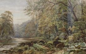 William Bradley Fl 1872-1889 - framed watercolour dated 1884 of a river scene 'On the wharfe at