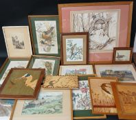 Framed etching Peter Pan statue in Kensington Gardens signed in pencil Edward J Cherry 23cm x 30.