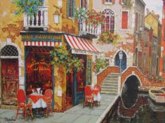 Framed Shvaiko 'Osteria del Ponte' limited edition 179/230 hand finished giclee print - approx. 88cm