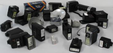 20 plus Flash Guns, various make, styles and age. All untested
