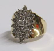 14ct gold diamond oval cluster ring - approx. total 0.95ct - ring size K - total weight 6.3g