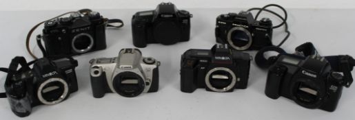 Selection of Camera bodies (only) to include Minolta Dynax 3000i, Minolta 5000, Canon EOS300,