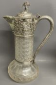 Victorian Charles Boyton London 1892 silver mounted claret jug on a hobnail cut glass body on a