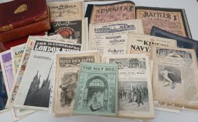 Two hard back volumes of Punch magazine 1909 /1910, various editions of the Illustrated London