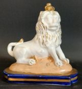 Heraldic Staffordshire porcelain lion L 9.5cm Ht 10cm
