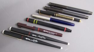 Rotring pens, Parker Frontier fountain pen, Hong Dian Forest series pens etc