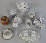 Shelley part coffee set (missing 1 saucer), Shelley pumpkin and jam pot, 1 Shelley Athene coffee
