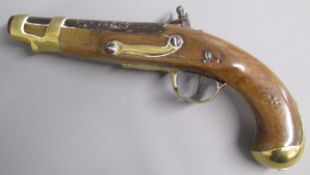 Flintlock pistol - wooden body with brass furniture