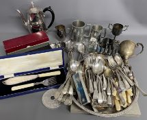 Large quantity of silver plate cutlery, place mats etc