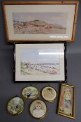 7 pictures includes Jack Merriott print Sandsend nr Whitby Yorkshire, John Landrey watercolour of