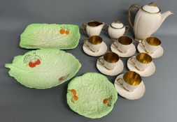 Carlton Ware gilded half coffee service, Carlton Ware, Beswick & Crown Devon tomato pattern dishes