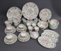 Minton Haddon Hall includes -  9 dinner plates (8s) 27.5cm - 8 salad plates (7s) - cake plate (