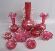 Cranberry glass includes vases, jugs, dishes etc