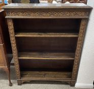 Early 20th century carved oak bookcase W 92cm D 29cm Ht 114cm