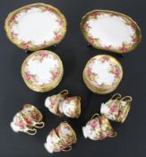 Royal Chelsea - Golden Rose, part tea set comprising 2 x large cake/sandwich plates, 12 x side