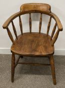 Early 20th century elm wood smoker's bow chair