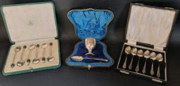 Matched set of 6 silver coffee bean spoons Sheffield 1919 / Birmingham 1931, set of six silver