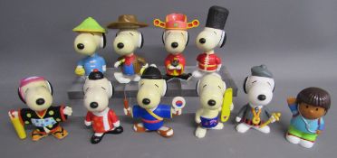 9 Snoopy McDonald's happy meal figures & a little person