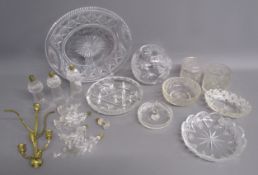 Epergne pieces, crystal bowl vase, glass trays, pots, ring holder etc