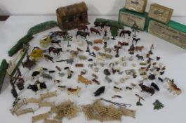 A collection of over 100 lead farm animals, plus accessories. Includes several Britain examples,