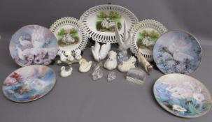 Mostly swan figures includes 'On wings of Snow' collector plates the egrets, the peacocks, the swans