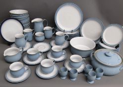 Denby Blue Colonial 7 dinner plates 26cm, 3 salad plates 21.5cm, 9 side plates 17.5cm, 11 bowls,
