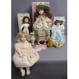 3 porcelain dolls and a Rosebud - The Classique collection Natasha - The House of Valentina Nina -