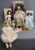 3 porcelain dolls and a Rosebud - The Classique collection Natasha - The House of Valentina Nina -