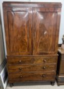 Victorian mahogany linen press Ht 198cm W 121cm D 51cm