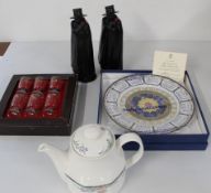 Tia Maria glass set, Royal Doulton Jung Tea pot, Royal Worcester Millennium Calendar plate, 2 x
