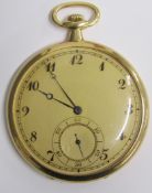 18ct gold open face pocket watch - case stamped JW & Co - face dia. 4.1cm -  total weight 48.9g -