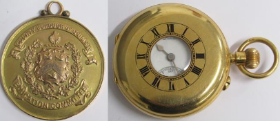 18ct gold half hunter pocket watch presented to Sydney Charles Morton for conduct 1914 and 9ct