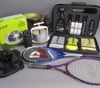 Binoculars 10 x 30 x 60 zoom, Miranda 28mm camera lens, Apollo cold frame heater, Tala pie press,