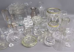 Glassware includes drinking glasses, fruit bowls, cake plates, Habitat water jug, bulb vases, posy