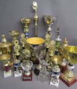 Large collection of Worldwide dancing trophies - some with marble bases - most with removable