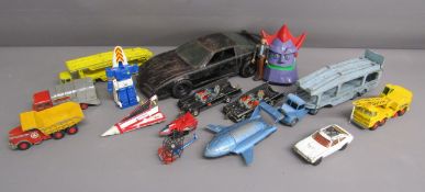 Ertl Kitt car, Gatchaman plane, Corgi Batman vehicles, Dinky Thunderbird 2, Dr Alex Durant figure,